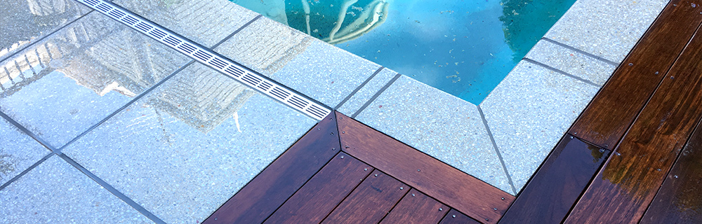 Poolside pavers close up